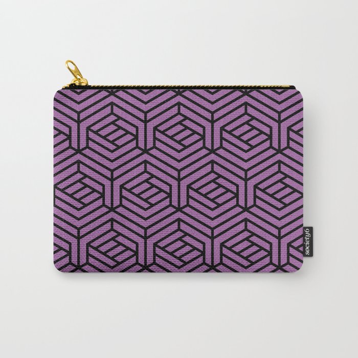 Black and Purple Cube Geometric Shape Pattern Pairs DE 2022 Popular Color Royal Pretender DE5999 Carry-All Pouch