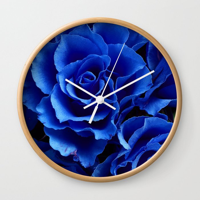 Blue Roses Flowers Plant Romance Wall Clock