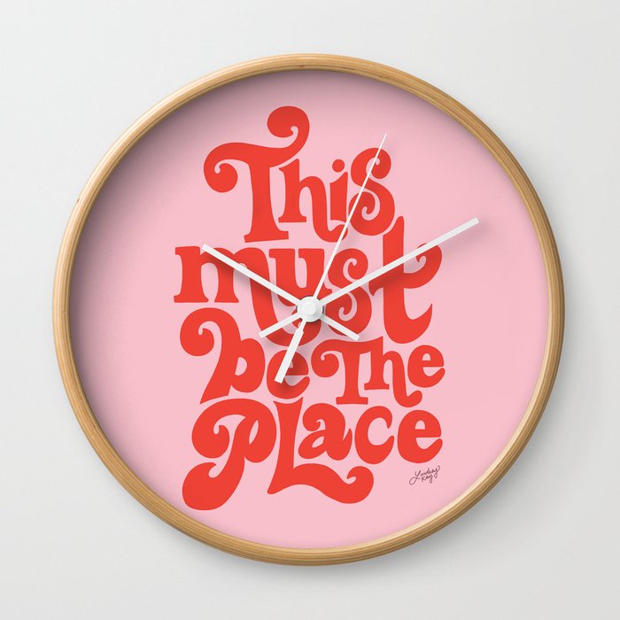 This Must Be The Place (Pink/Red Palette) Wall Clock