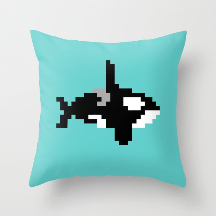 8-bit Orca Throw Pillow