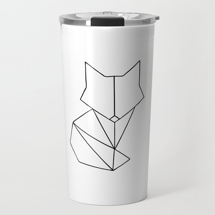 Geometric Fox - Black Travel Mug