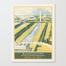 Washington DC Railroad Towards the Capitol Travel Poster Art Print Canvas Print
