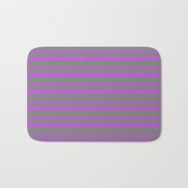 [ Thumbnail: Orchid and Grey Colored Lined Pattern Bath Mat ]