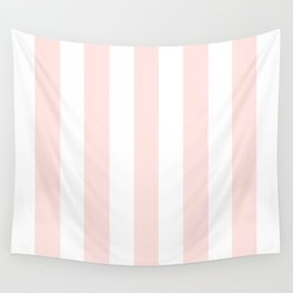 Misty rose pink - solid color - white vertical lines pattern Wall Tapestry