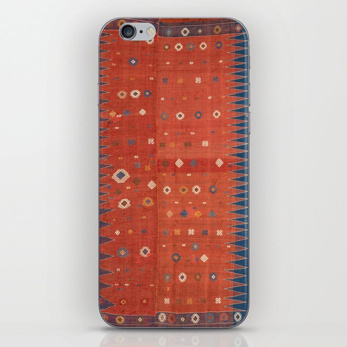 Antique Persian Shadda - Red + Blue Traditional Vintage Turkish Textile Print iPhone Skin