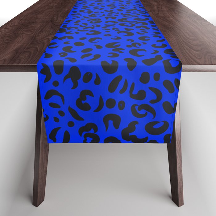Animal print,leopard, cheetah print,blue background  Table Runner