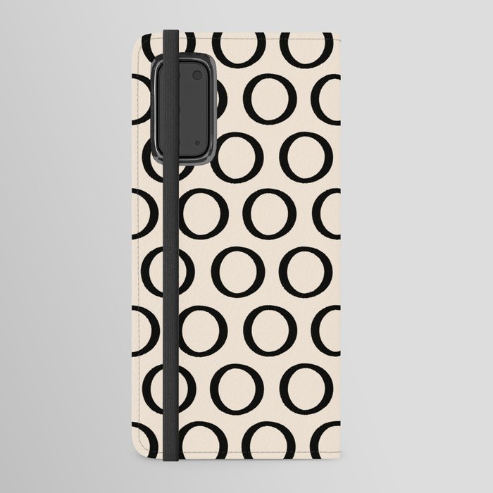 Inky Dots Minimalist Pattern 2 in Black and Almond Cream Android Wallet Case
