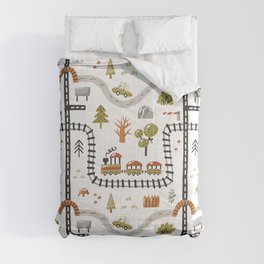 Railroad and Trains Map Comforter