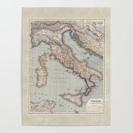 Bella Italia Vintage Map Of Italy Poster