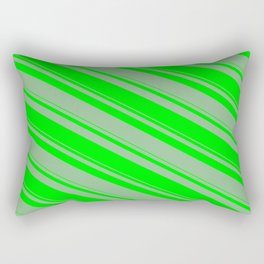 [ Thumbnail: Dark Sea Green & Lime Colored Lines/Stripes Pattern Rectangular Pillow ]