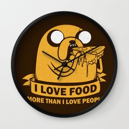 i love food more than i love people Wall Clock | Movies & TV, Illustration, Vector, Pop Art 