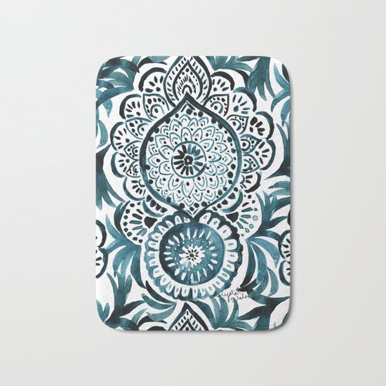 Mandala Medallion Deep Teal Bath Mat