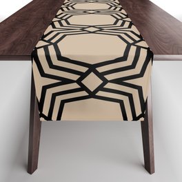 Brown and Black Minimal Star Shape Tile Pattern 2022 Color Trends Behr Basswood MQ2-46 Table Runner