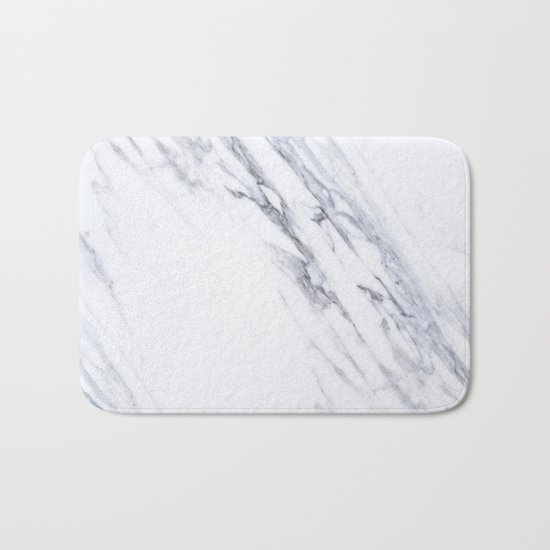 White Marble with Classic Black Veins Bath Mat