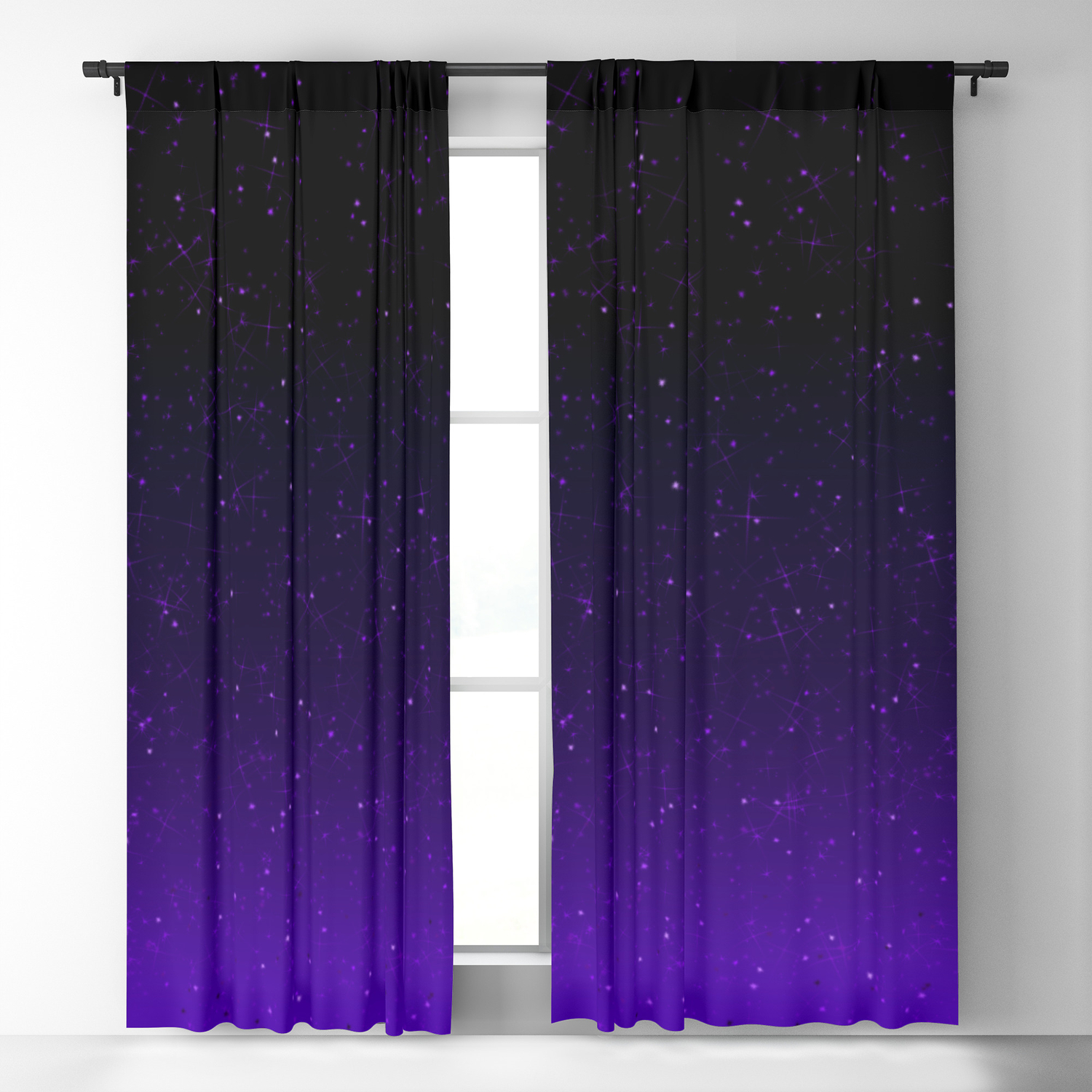 Black Purple Grant With Sparkles, Black And Purple Window Curtains