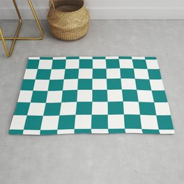 CHECKERBOARD (TEAL & WHITE) Area & Throw Rug