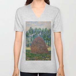 Claude Monet - Haystacks near Giverny V Neck T Shirt