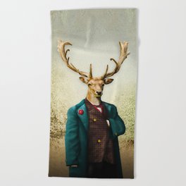 Lord Staghorne in the wood Beach Towel