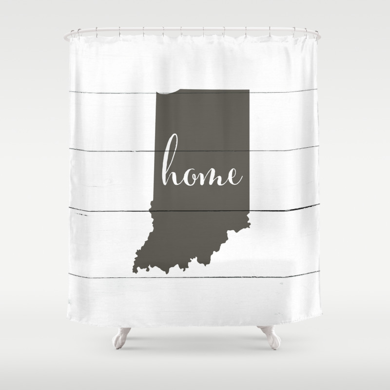 Indiana Is Home Charcoal On White Wood Shower Curtain By