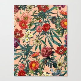Marijuana and Floral Pattern Canvas Print