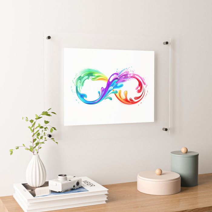 Print by Symbol | with Society6 Paint Floating Acrylic blackmoon9 Infinity Rainbow