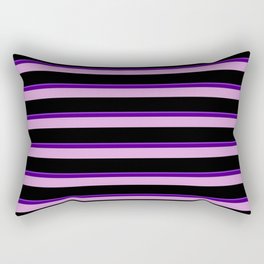[ Thumbnail: Purple, Indigo, Plum, and Black Colored Lined Pattern Rectangular Pillow ]