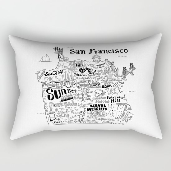 San Francisco Map Illustration Rectangular Pillow