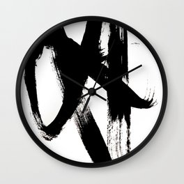 Brushstroke 2 - simple black and white Wall Clock