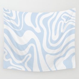 60s 70s Liquid Swirl in Ice Melt Baby Blue Wall Tapestry