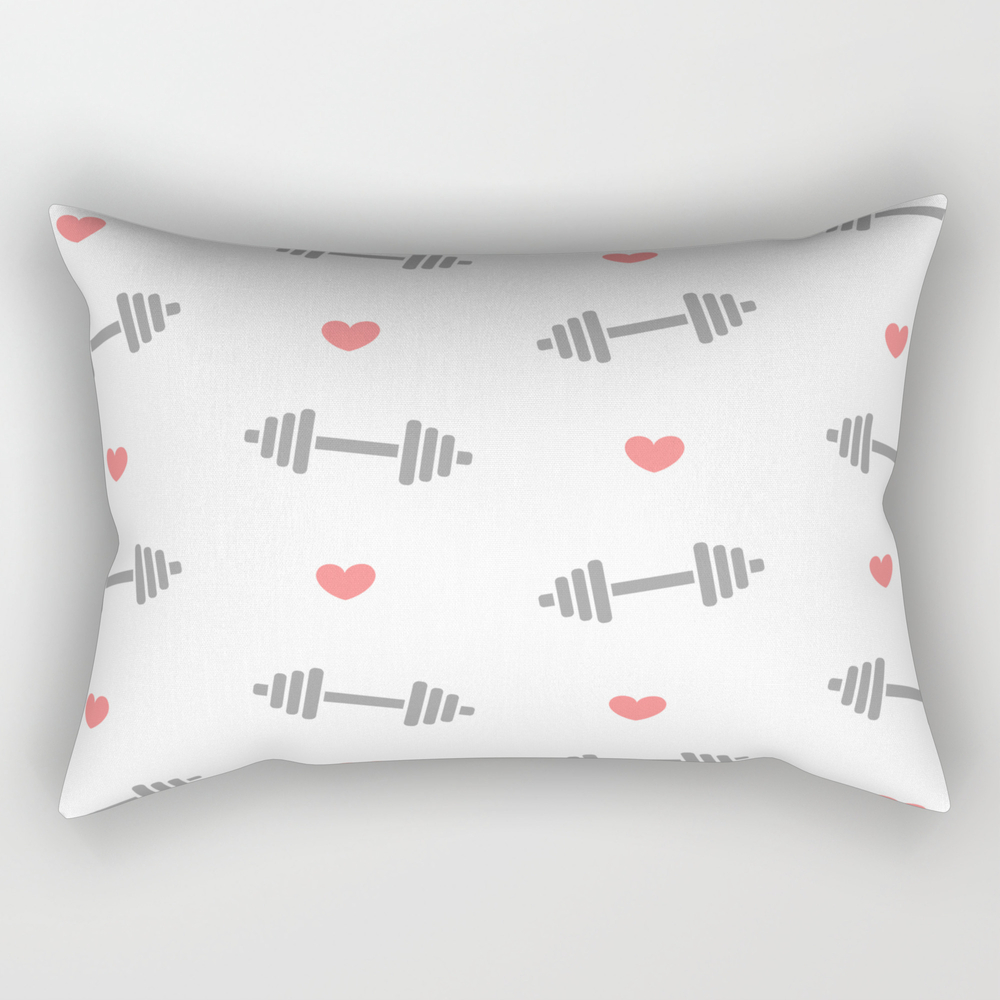 Cute Dumbbell Pattern With Hearts Rectangular Pillow by alicevacca