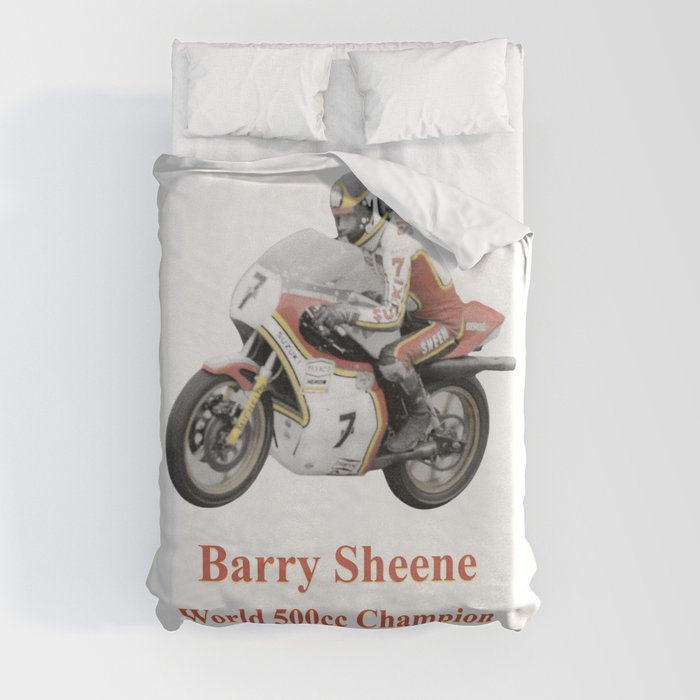 Barry Sheene 2, the hand tinted version Duvet Cover