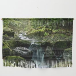 Flowing Creek, Green Mossy Rocks, Forest Nature Photography Wall Hanging