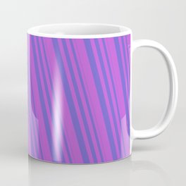 [ Thumbnail: Slate Blue & Orchid Colored Striped Pattern Coffee Mug ]