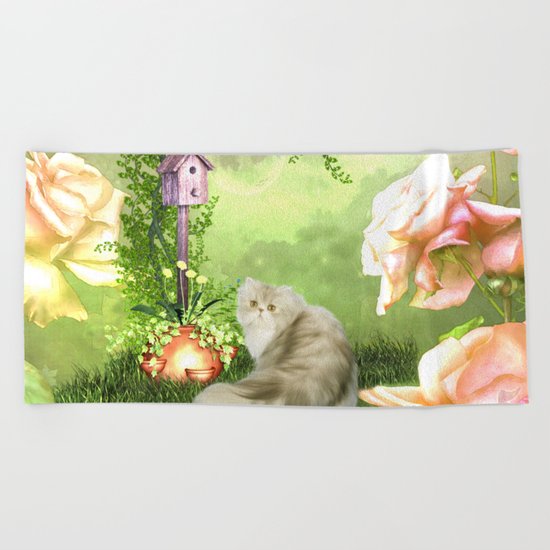 Cute cat Beach Towel