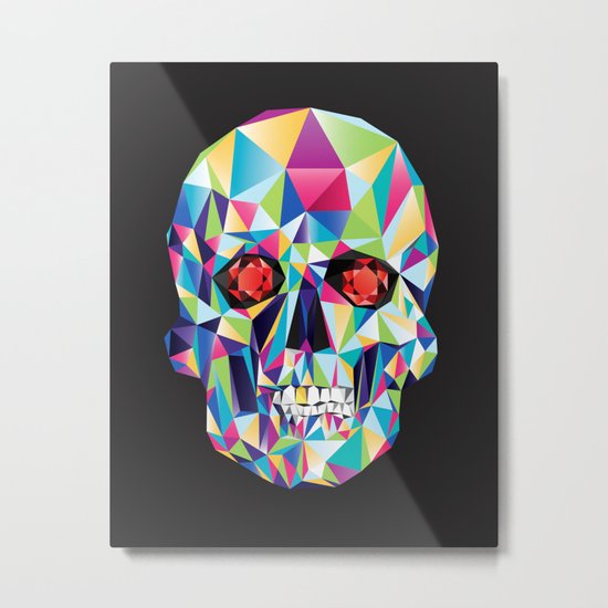Geometric Candy Skull Metal Print