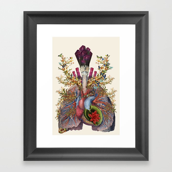 adore anatomical heart lungs collage by bedelgeuse Framed Art Print