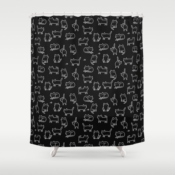 Black cats on black Shower Curtain