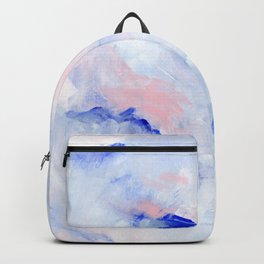 Dreamy sky Backpack | Painting, Ultramarineblue, Cloud, Clouds, White, Acrylic, Soft, Abstract, Palepink, Dreamy 