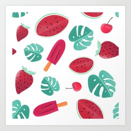 Tropical Summer Watermelon Popsicle Art Print