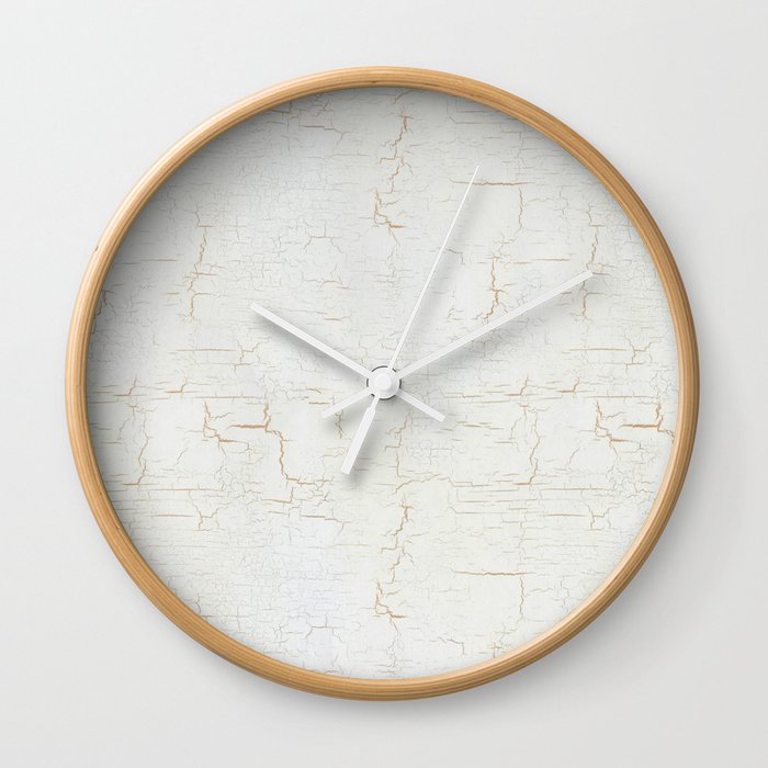 White Crackle Paint on Gold Pattern Wall Clock