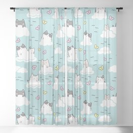 Kawaii Cute Cats In Sky Pattern Sheer Curtain