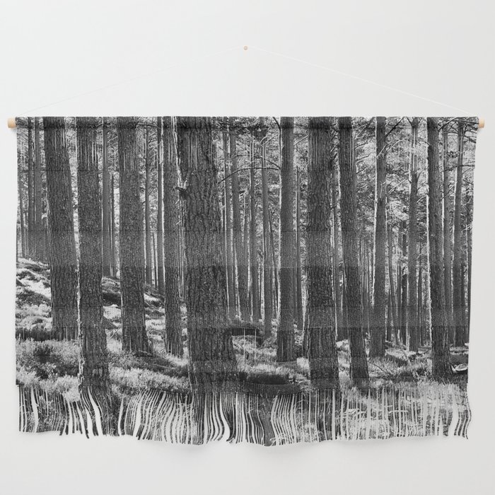 Pine Woodland in Black and White Wall Hanging
