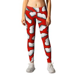 Bookish Reading Pattern in Red Leggings | Drawing, Read, Literature, Page, Pattern, Black, Cute, Books, Brown, Illustration 