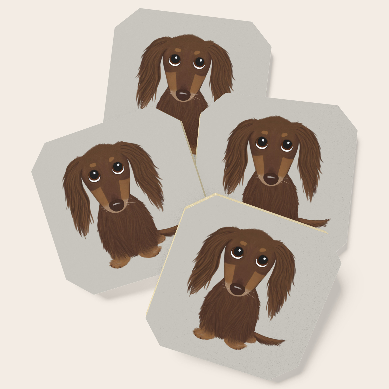 Longhaired Chocolate Dachshund Coaster By Mylifeisacartoon Society6