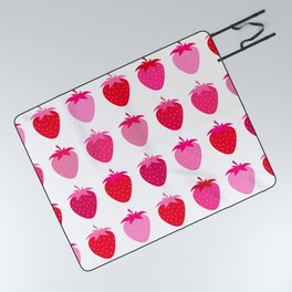 Pink And Red Strawberries Picnic Blanket