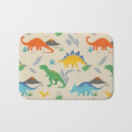 Jurassic Dinosaurs in Primary Colors Bath Mat