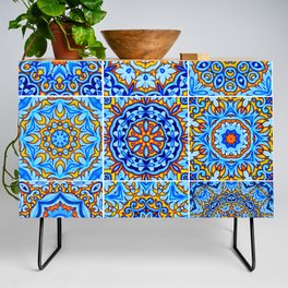 Moroccan arabic oriental tile pattern Blue Credenza