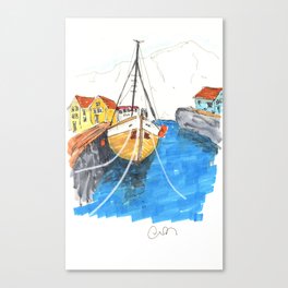 Blue Water Boat Canvas Print