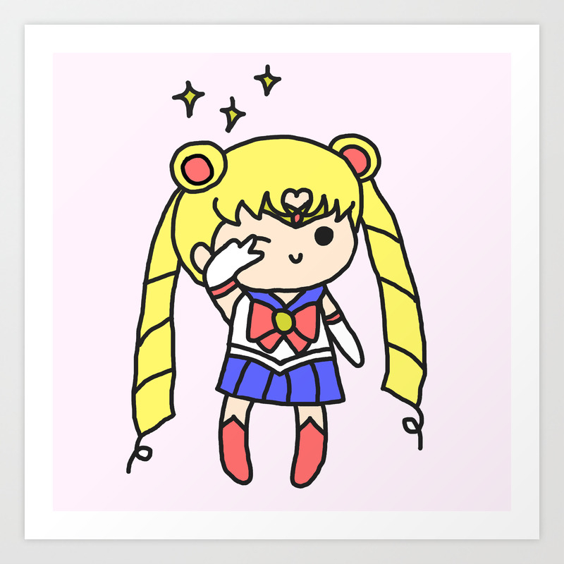 Sailor Moon Chibi Art Print By Catbread Society6 Usagi tsukino machine embroidery design , sailor moon anime 5*7, 6*8, 6*9, 8*10 this design is manually digitized by myself, not auto. sailor moon chibi art print by catbread