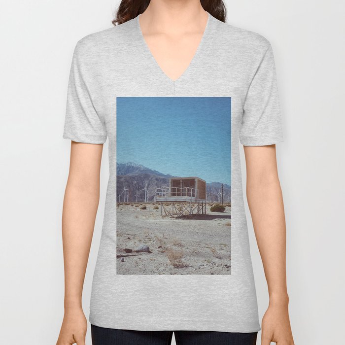 Palm Springs Windmills V V Neck T Shirt